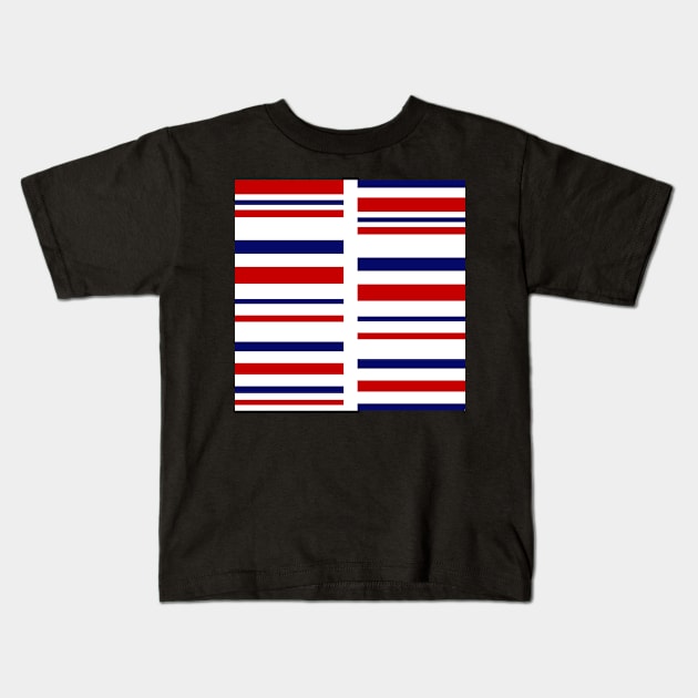 Red and blue stripes on white Kids T-Shirt by TiiaVissak